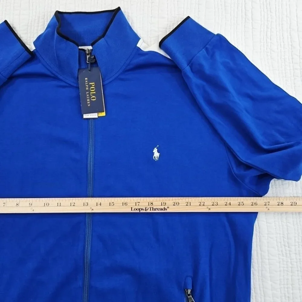 Polo Ralph Lauren Full Zip Jacket‎ Men's XLT NWT Blue White Pony Logo MSRP $125